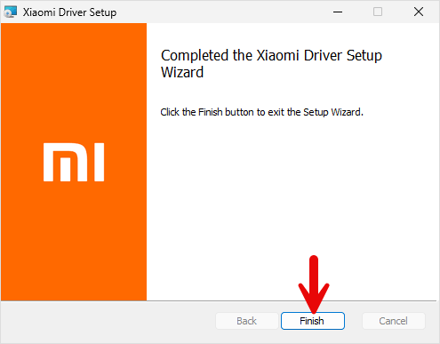 Xiaomi Driver Setup Finish
