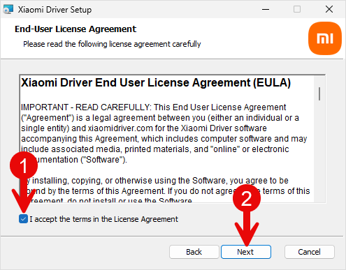 Xiaomi Driver Setup Terms